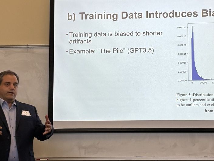 Dr. Mark Dranias discussing how training data introduces bias in AI models